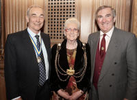 With the Lord Mayor of Leeds, Councillor Judith Elliot and her Consort at the Leeds Civic Hall, following my talk in support of her charities.